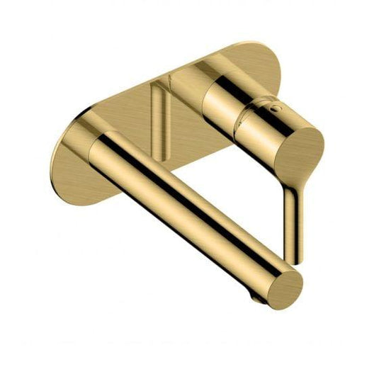 RAK Ceramics Sorrento Wall Mounted Basin Mixer Tap with Back Plate - Brushed Gold - RAKSOR3007G - Envy Bathrooms Ltd