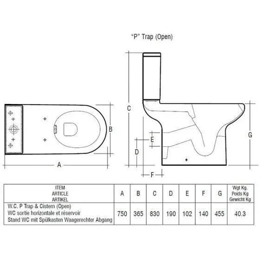 RAK Ceramics Special Needs Rimless Comfort Height Toilet Pan - Alpine White - CO22AWHA - Envy Bathrooms Ltd