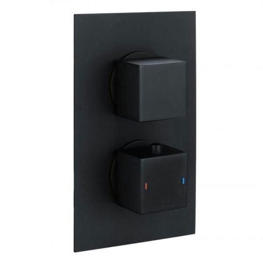 RAK Ceramics Square Dual Outlet 2 Handle Thermostatic Concealed Shower Valve - Black - RAKSHW3202SB - Envy Bathrooms Ltd