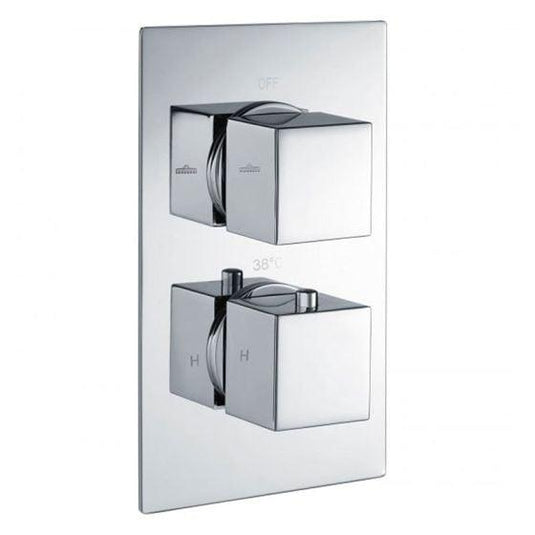 RAK Ceramics Square Dual Outlet 2 Handle Thermostatic Concealed Shower Valve - Chrome - RAKSHW3202S - Envy Bathrooms Ltd