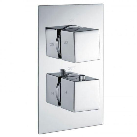 RAK Ceramics Square Single Outlet 2 Handle Thermostatic Concealed Shower Valve - Chrome - RAKSHW3201S - Envy Bathrooms Ltd