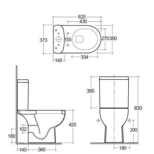 RAK Ceramics Tonique Close Coupled Full Access Open Back Toilet Pan - Alpine White - TONPAN - Envy Bathrooms Ltd