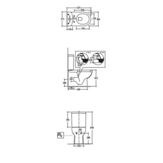 RAK Ceramics Tonique Close Coupled Toilet Pan - Alpine White - TONCCBTWPAN - Envy Bathrooms Ltd