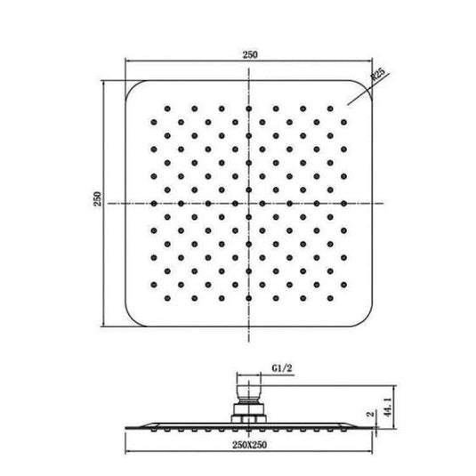 RAK Ceramics Ultra Slim Shower Head Square - Black - RAKSHW1004B - Envy Bathrooms Ltd