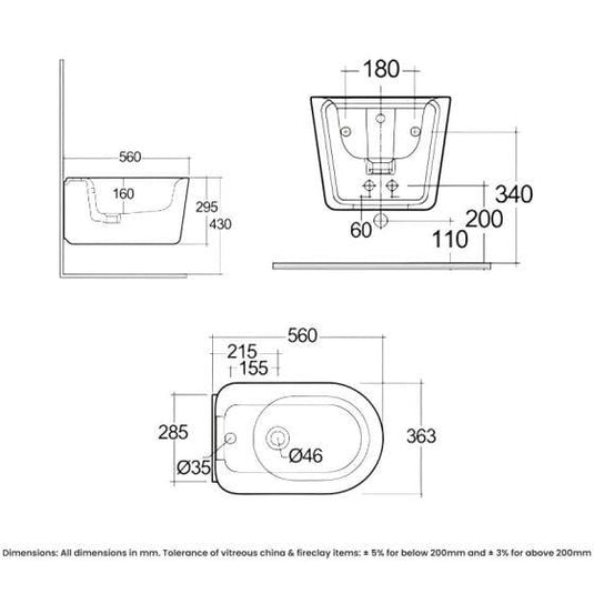 RAK Ceramics Valet Wall Hung Bidet - Gloss White - VALBD2101AWHA - Envy Bathrooms Ltd