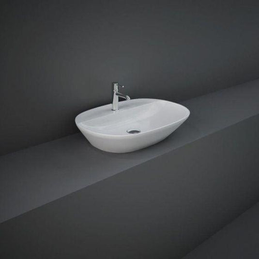 RAK Ceramics Variant Elongated Oval Counter Top Wash Basin 600mm 1TH with Tap Ledge - Alpine White - VARCT36001AWHA - Envy Bathrooms Ltd