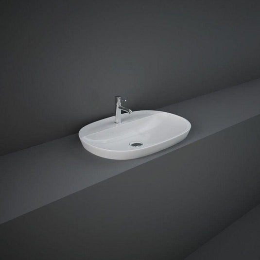 RAK Ceramics Variant Elongated Oval Drop-In Wash Basin 600mm 1TH with Tap Ledge - Alpine White - VARDI36001AWHA - Envy Bathrooms Ltd