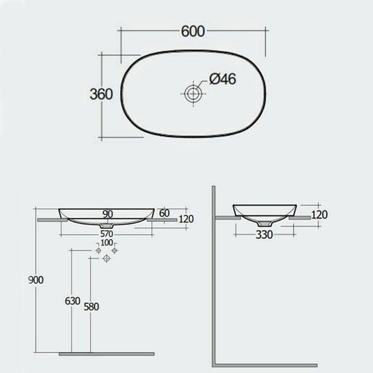 RAK Ceramics Variant Elongated Oval Drop-In Wash Basin 600mm - Alpine White - VARDI36000AWHA - Envy Bathrooms Ltd