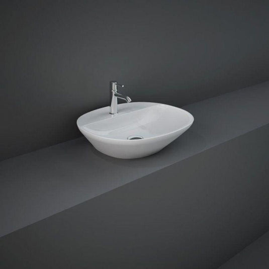 RAK Ceramics Variant Oval Counter Top Wash Basin 500mm 1TH with Tap Ledge - Alpine White - VARCT25001AWHA - Envy Bathrooms Ltd