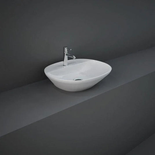 RAK Ceramics Variant Oval Counter Top Wash Basin 500mm 1TH with Tap Ledge - Alpine White - VARCT25001AWHA - Envy Bathrooms Ltd