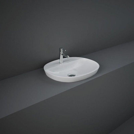 RAK Ceramics Variant Oval Drop-In Wash Basin 500mm 1TH with Tap Ledge - Alpine White - VARDI25001AWHA - Envy Bathrooms Ltd