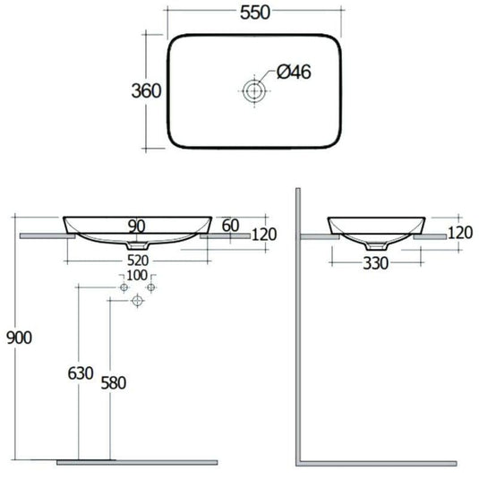 RAK Ceramics Variant Rectangular Drop-In Wash Basin 550mm - Alpine White - VARDI55500AWHA - Envy Bathrooms Ltd