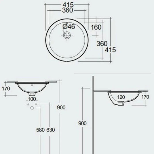 RAK Ceramics Variant Round Under Counter Wash Basin 360mm - Alpine White - VARUC13600AWHA - Envy Bathrooms Ltd
