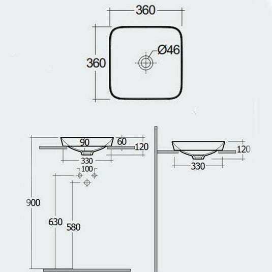 RAK Ceramics Variant Square Drop-In Wash Basin 360mm - Alpine White - VARDI43600AWHA - Envy Bathrooms Ltd