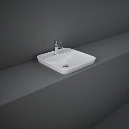 RAK Ceramics Variant Square Drop-In Wash Basin 420mm 1TH with Tap Ledge - Alpine White - VARDI44201AWHA - Envy Bathrooms Ltd