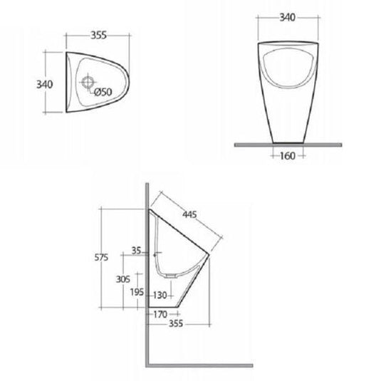 RAK Ceramics Venice Waterless Urinal Without Lid Complete With Fixing Brackets - VN21AWHA - Envy Bathrooms Ltd