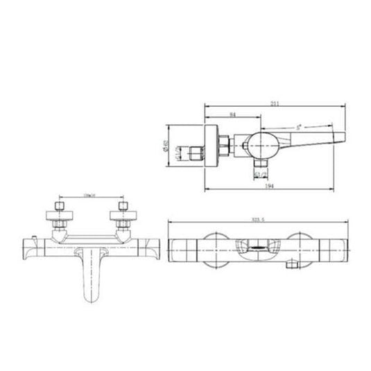 RAK Ceramics Wall Mounted Exposed Thermostatic Bath Shower Mixer - Brushed Gold - RAKITA3009G - Envy Bathrooms Ltd