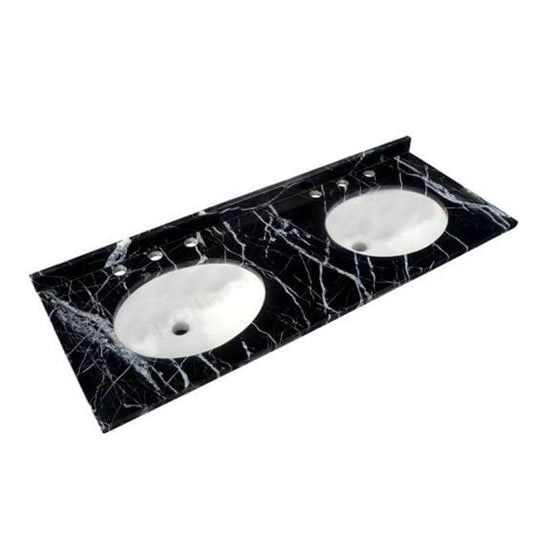 RAK Ceramics Washington 1200mm Marble Countertop & Drop In Basin - 3 Tap Holes - Black - RAKWCM120B3 - Envy Bathrooms Ltd