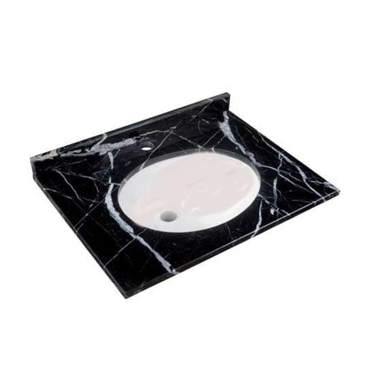 RAK Ceramics Washington 600mm Marble Countertop & Drop In Basin - 1 Tap Hole - Black - RAKWCM60B1 - Envy Bathrooms Ltd