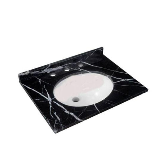 RAK Ceramics Washington 600mm Marble Countertop & Drop In Basin - 3 Tap Holes - Black - RAKWCM60B3 - Envy Bathrooms Ltd