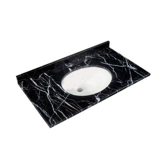 RAK Ceramics Washington 800mm Marble Countertop & Drop In Basin - 1 Tap Hole - Black - RAKWCM80B1 - Envy Bathrooms Ltd