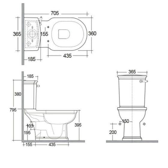 RAK Ceramics Washington Close Coupled Cistern with Front flush Lever Handle - White - WT22AWHA - Envy Bathrooms Ltd