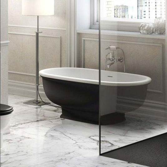 RAK Ceramics Washington Freestanding Bath 1560 x 810mm - Matt Black - WTBT15681504 - Envy Bathrooms Ltd