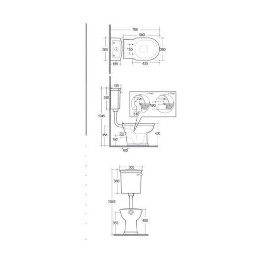 RAK Ceramics Washington Low Level & High Level Toilet Pan - Alpine White - WT21AWHA - Envy Bathrooms Ltd