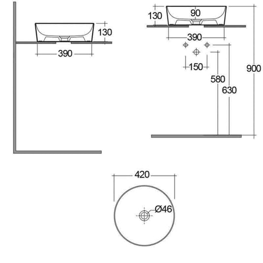 RAK-Feeling 42cm Round Slim Countertop Wash Basin - Alpine White - FEECT4200AWHA - Envy Bathrooms Ltd