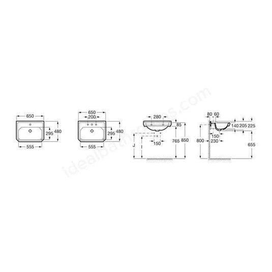 Roca Carmen 650mm Basin with 3 Tap Holes - Envy Bathrooms Ltd