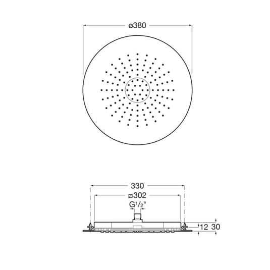 Roca Raindream 380mm Round Fixed Shower Head Chrome | A5B3150C00