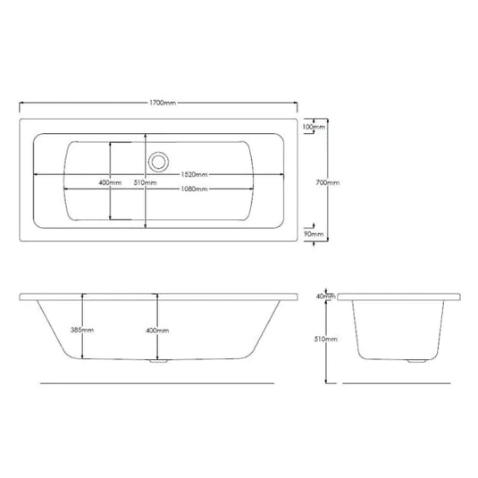 Roca The Gap 1700 x 700mm Double Ended Bath | Z024722000