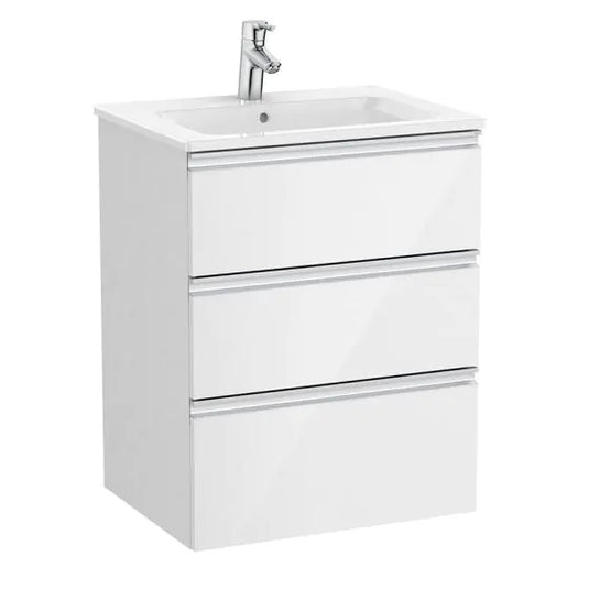 Roca The Gap 600mm 3 Drawer Vanity Unit & Basin Gloss White | A851484806