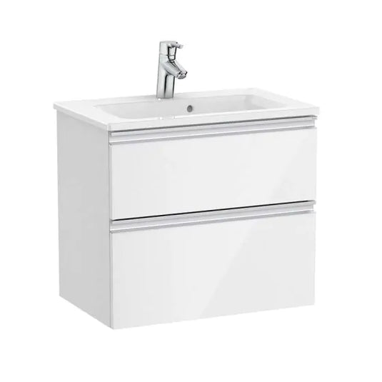 Roca The Gap 605mm Compact 2 Drawer Vanity Unit & Basin Gloss White | A851495806