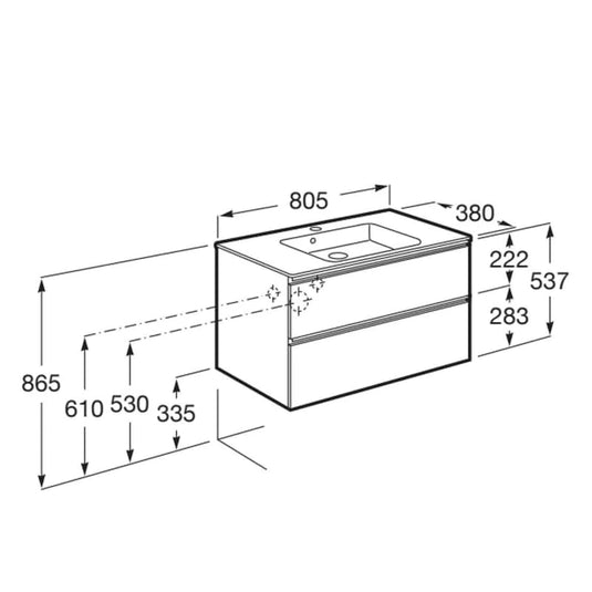 Roca The Gap 800mm 2 Drawer Vanity Unit & Basin Gloss White | A851497806