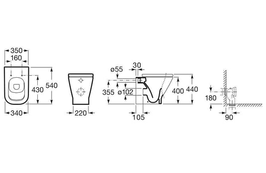 Roca The Gap Rimless Back to Wall Pan 347737000 - Envy Bathrooms Ltd