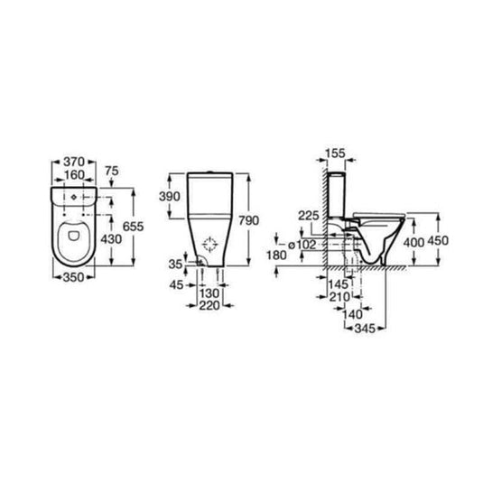 Roca The Gap Round Close Coupled WC (Open Back) Set 3420N8000 - Envy Bathrooms Ltd