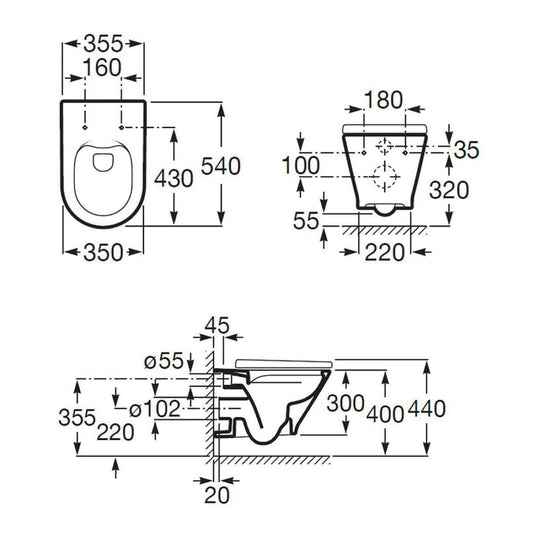 Roca The Gap Round Rimless Wall Hung Pan - Envy Bathrooms Ltd