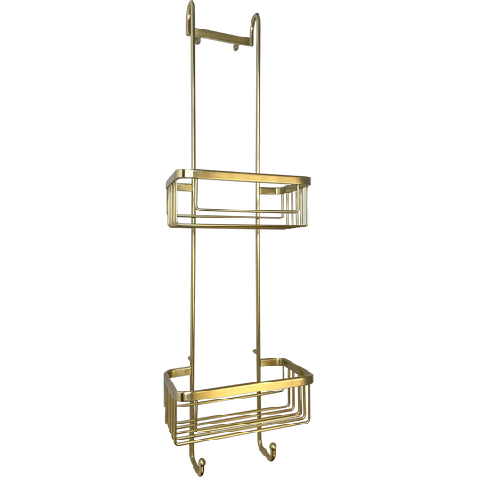 Roman Double Hanging Basket with Hooks - Brushed Brass - RSB01BR - Envy Bathrooms Ltd