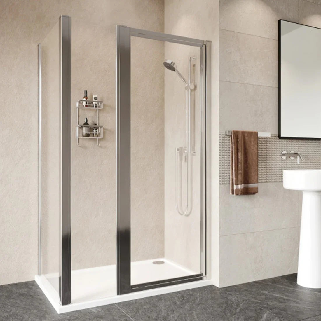 Roman Haven 400mm Framed Inline Panel - Polished Chrome - H5HL4CS