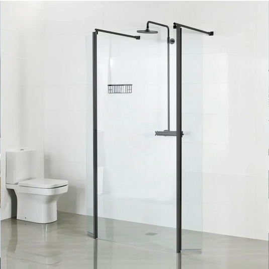 Roman Haven Select 1400 Linear Wetroom Panel (10mm) - Matt Black - H10LP14CB - Envy Bathrooms Ltd