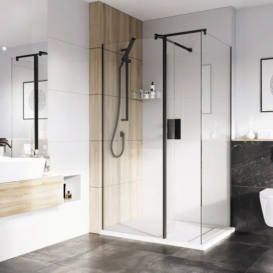 Roman Haven Select 400 Pivot Deflector (8mm) - Matt Black - H8SPM4CB - Envy Bathrooms Ltd