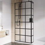 Roman Haven Select 900mm Black Grid Wetroom Panel (8mm) - Matt Black - H8SP9GPB - Envy Bathrooms Ltd