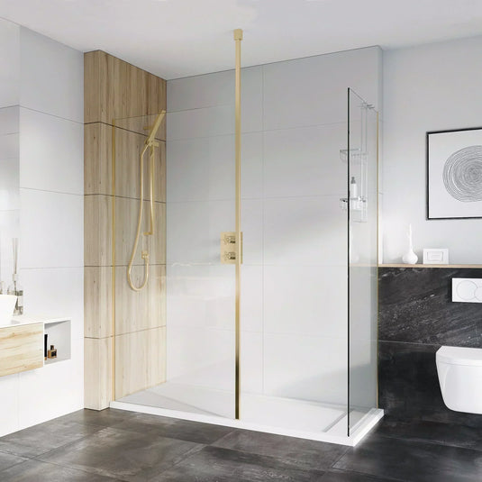 Roman Haven Select 900mm Wetroom Panel (8mm) - Brushed Brass - H8SP9CBR - Envy Bathrooms Ltd