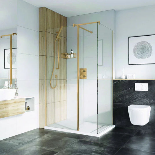 Roman Haven Select 900mm Wetroom Panel (8mm) - Brushed Bronze - H8SP9CBZ - Envy Bathrooms Ltd