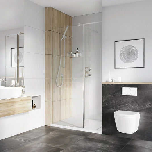 Roman Haven Select 900mm Wetroom Panel (8mm) - Brushed Nickel - H8SP9CN - Envy Bathrooms Ltd