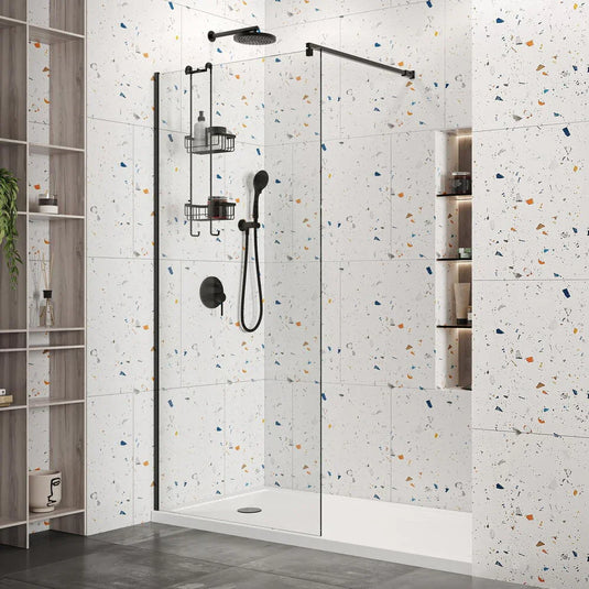 Roman Haven Select 900mm Wetroom Panel (8mm) - Matt Black - H8SP9CB - Envy Bathrooms Ltd