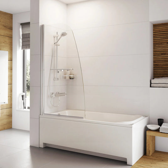 Roman Haven6 1500mm Angled Pivoting Bath Screen With Towel Rail - Polished Chrome - H2D1CS - Envy Bathrooms Ltd