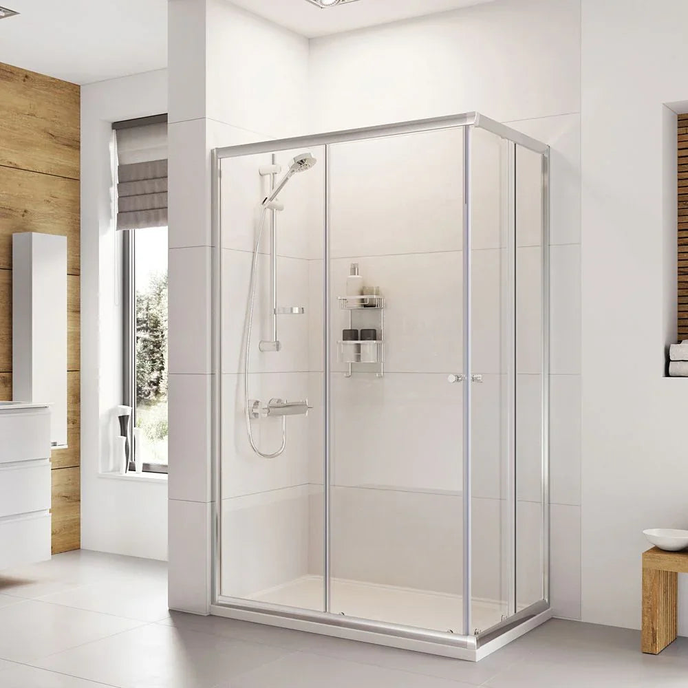 Roman Haven6 800 x 1000mm Offset Corner Entry Door - Polished Chrome