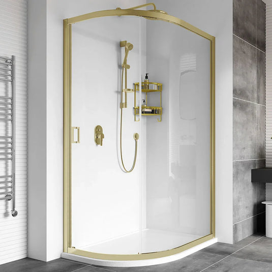 Roman Haven6 800 x 1000mm Single Door Offset Quadrant - Brushed Brass - H3SQ810CBR - Envy Bathrooms Ltd